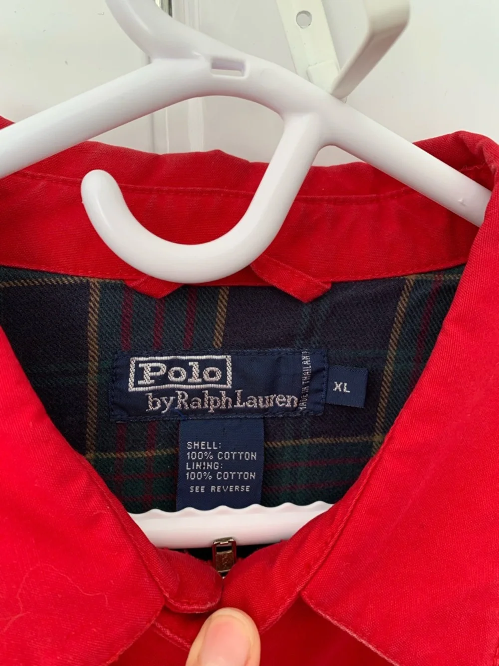 Polo Ralph Lauren 100% cotton Harrington Jacket Mens XL  Red Plaid Lined Pony - Picture 5 of 16
